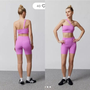 NWOT Le Ore Flamingo Pink Top Sorelle One-Shoulder Bra Size L